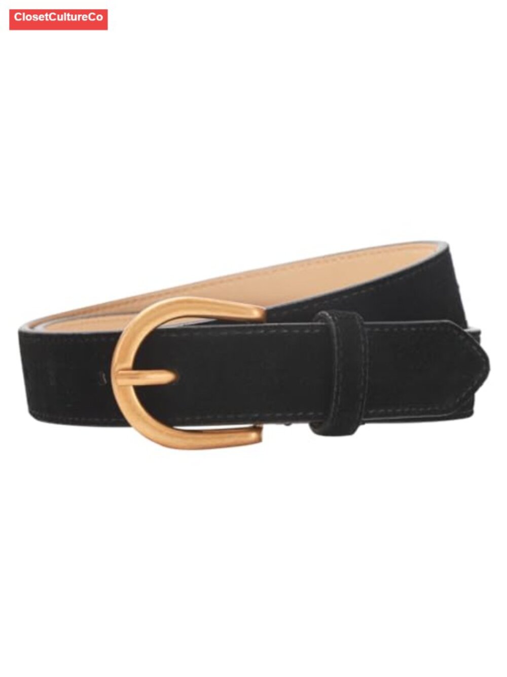 Genuine Suede Leather Belt Gold Buckle for Jeans Dresses Pants